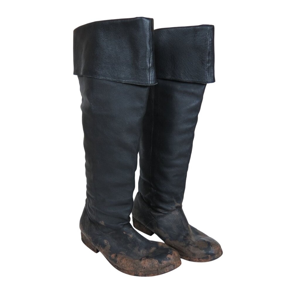 Men’s Black Knee High Historical Costume Boots